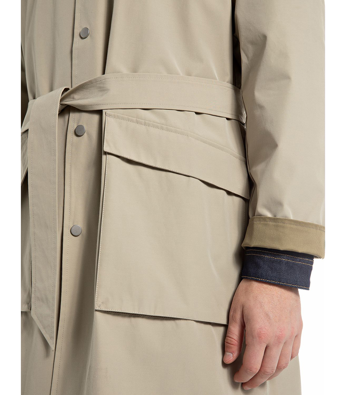 ロング丈 レギュラーフィットジャケット（撥水ラミネート加工ポリコットン） 詳細画像 ベージュ 4